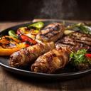 Braciole pugliesi dorate servite accanto a una grigliata del giorno