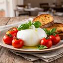 Burrata pugliese con pomodorini maturi e pane tostato