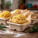 Confezioni di pasta fresca preparate per una consegna locale